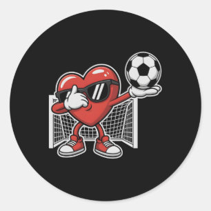 Funny Soccer Heart Love Dabbing Valentine Kids Kic Classic Round Sticker