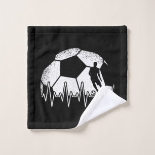 Funny Soccer Heartbeat Soccer Player Wash Cloth