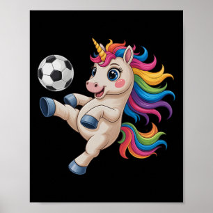 Funny Soccer Just Girl Who Loves Unicorns Play Lik Poster