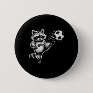 Funny Soccer Ll Racoon Kick Win Game Hair Don't C 6 Cm Round Badge