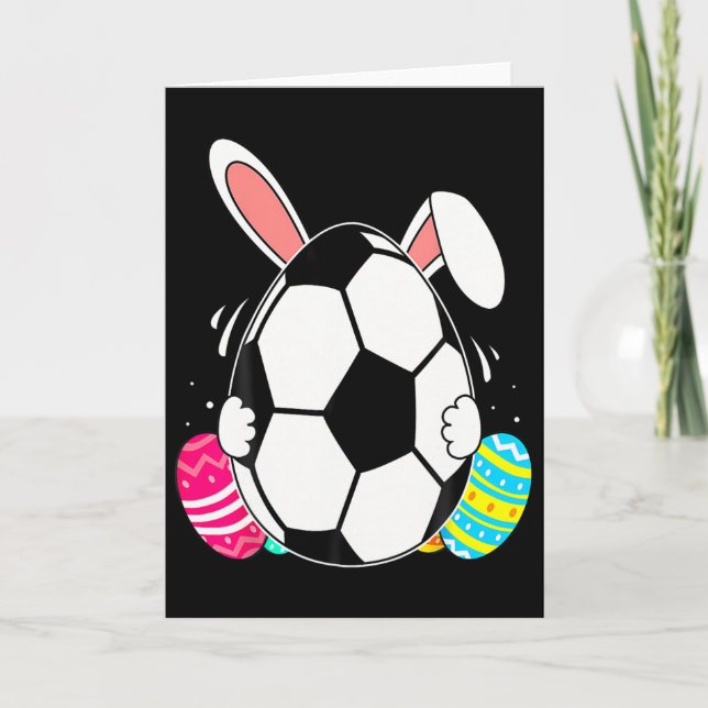 Funny Soccer Ll With Bunny Ears Easter Day Men Boy Card (Front)