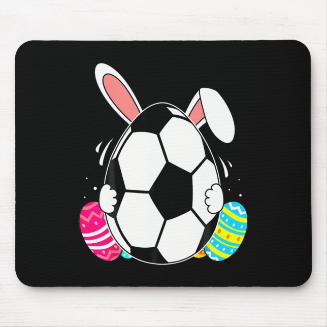 Funny Soccer Ll With Bunny Ears Easter Day Men Boy Mouse Mat (Front)
