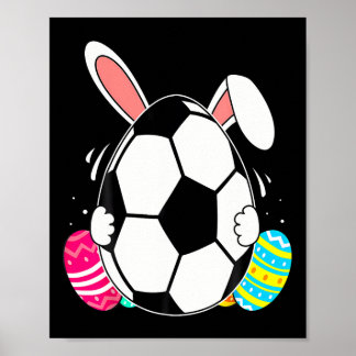 Funny Soccer Ll With Bunny Ears Easter Day Men Boy Poster