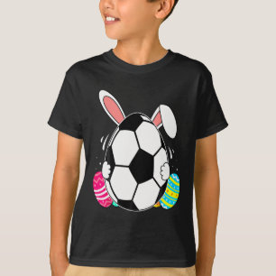 Funny Soccer Ll With Bunny Ears Easter Day Men Boy T-Shirt