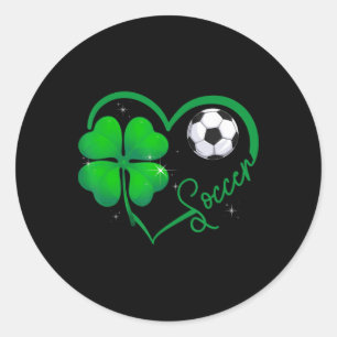 Funny Soccer Lover Shamrock Clover Heart St Patric Classic Round Sticker