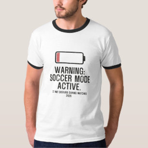 Funny Soccer Mode Active Low Battery Distressed T-Shirt
