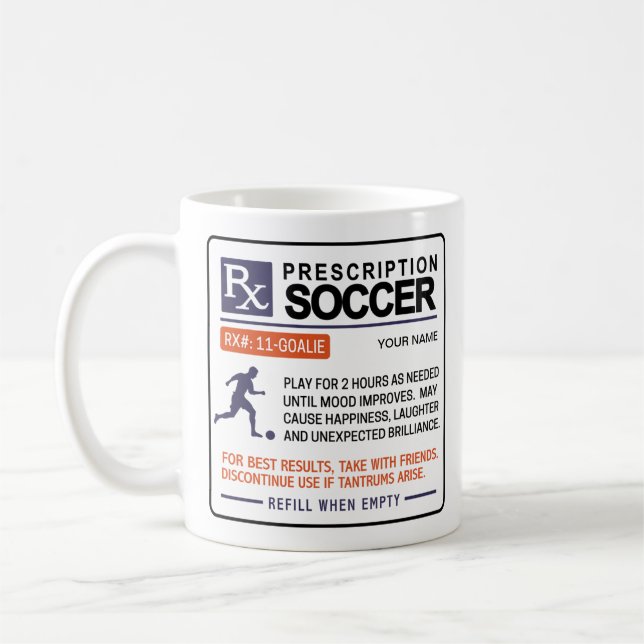 Funny Soccer Mug Prescription Design  (Left)