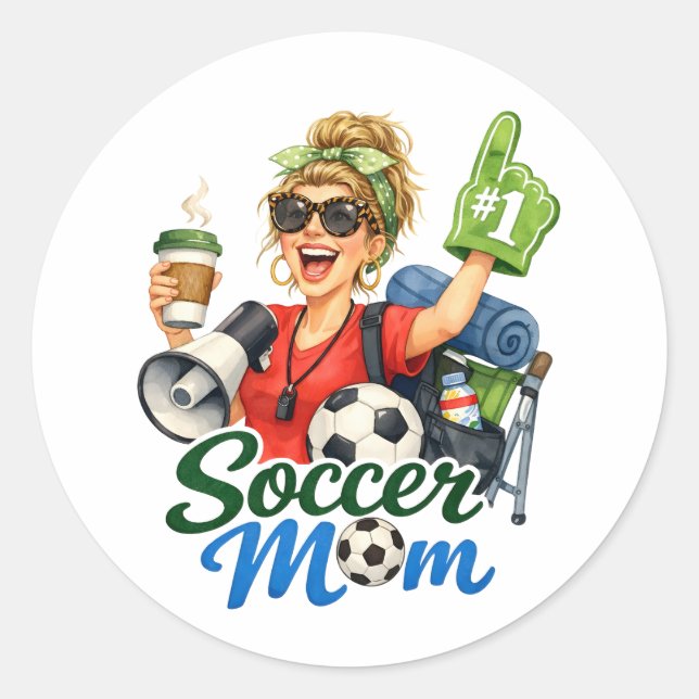 Funny Soccer Mum  Classic Round Sticker (Front)