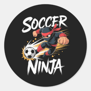 Funny Soccer Ninja Tee Soccer Player Boy Kids Foot Classic Round Sticker