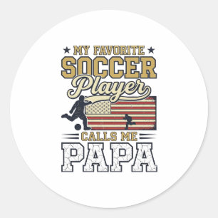 Funny Soccer Papa Vintage Shirt Design_1 Classic Round Sticker