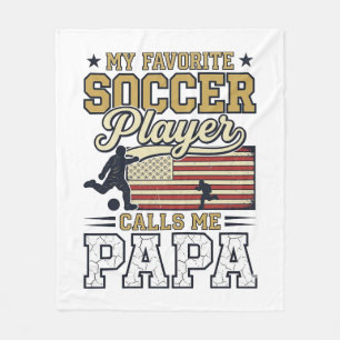 Funny Soccer Papa Vintage Shirt Design_1 Fleece Blanket