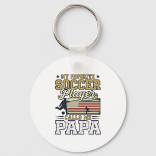 Funny Soccer Papa Vintage Shirt Design_1 Key Ring
