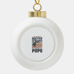Funny Soccer Pops Vintage Engraving Shirt Design_1 Ceramic Ball Christmas Ornament