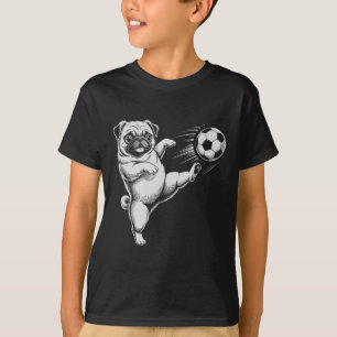 Funny Soccer Pug Dad Dog Play Club Goal Kids Game T-Shirt