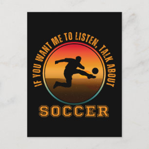 Funny Soccer Saying Vintage Silhouette Player Postcard