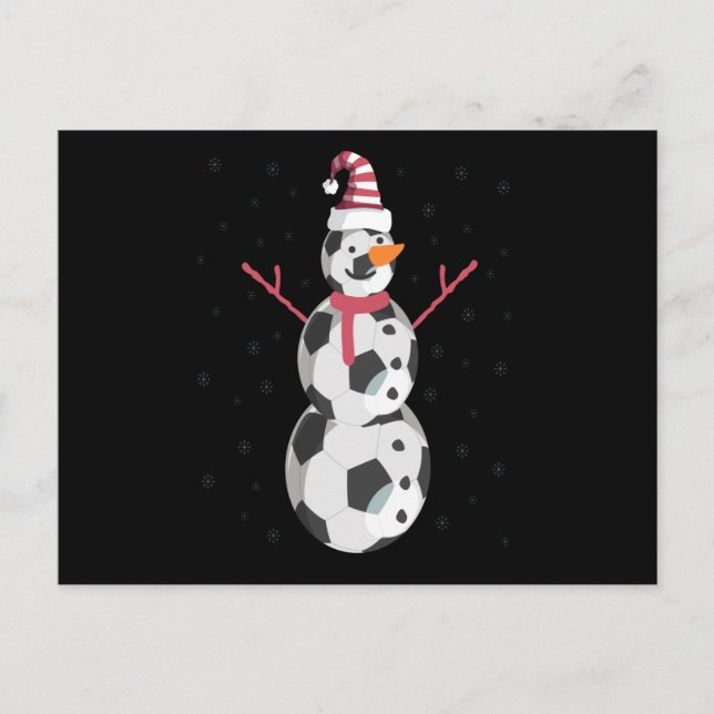 Funny Soccer Snowman Christmas New Year Gift Postcard (Front)