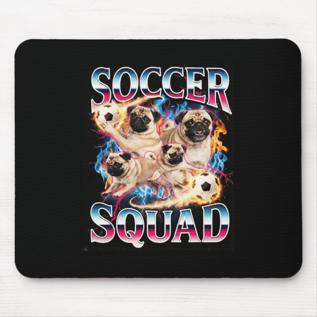 Funny Soccer Squad Retro Dog Meme Cool Brainrot Bo Mouse Mat (Front)