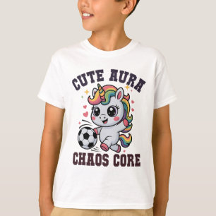 Funny Soccer Unicorn Cute Aura Chaos Core Winning T-Shirt