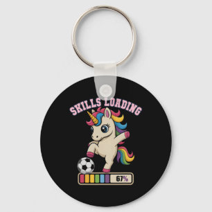 Funny Soccer Unicorn Skills Loading Play Princess Key Ring