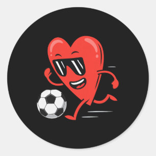 Funny Soccer Valentines Day Heart Boys Mens Sports Classic Round Sticker
