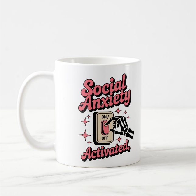 Funny Social Anxiety Skeleton For Introverts Coffee Mug (Left)