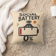 Funny Social Battery 0 Percent Recharging Throw
