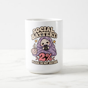 Funny Social Battery Ghost Illustration Coffee Mug
