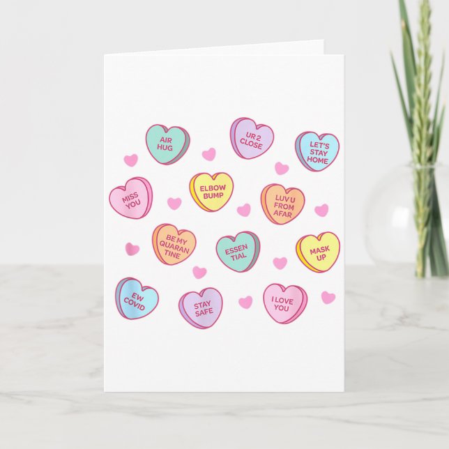 Funny Social Distance Valentine Candy Conversation Card (Front)
