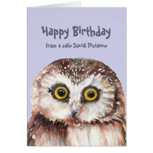 Funny Social Distancing Birthday Cute Owl Humour