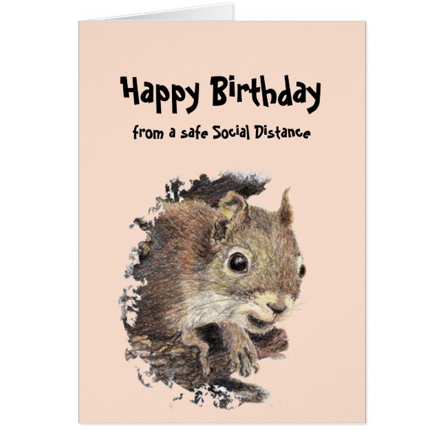 Funny Social Distancing Birthday Cute Squirrel (Front)