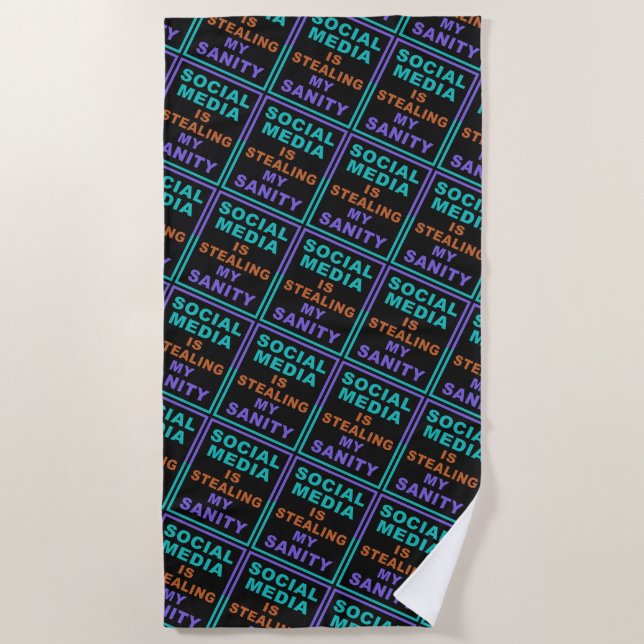 Funny “Social Media” beach towel (Front)