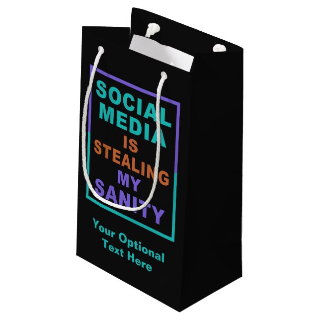 Funny “Social Media” custom gift bag (Back Angled)