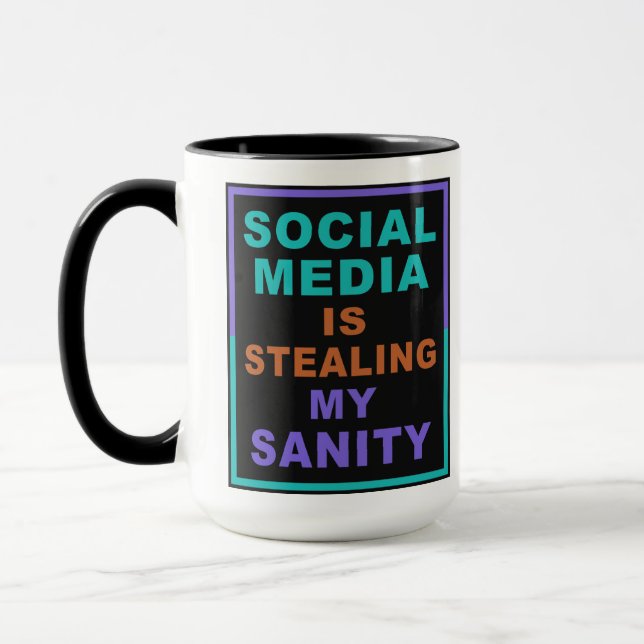 Funny “Social Media” custom monogram mugs (Left)