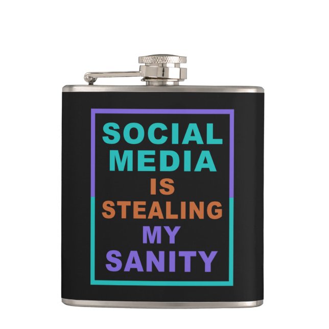 Funny “Social Media” custom name flask (Front)