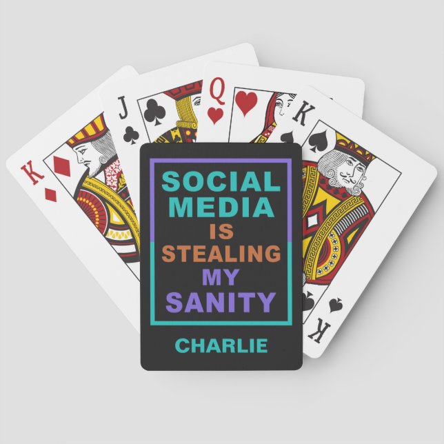 Funny “Social Media” custom name playing cards (Back)