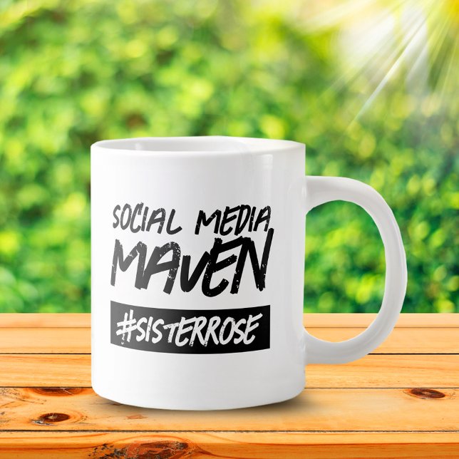 Funny Social Media Maven Hashtag Name Large Coffee Mug (Funny Social Media Maven #Name Jumbo Coffee Mug Cover Photo.)