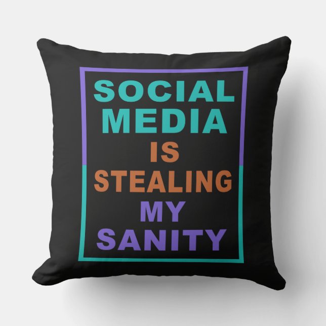 Funny “Social Media” throw pillows (Front)