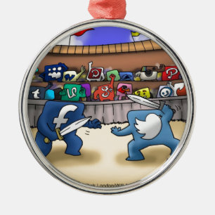 Funny Social Media Wars Metal Tree Decoration