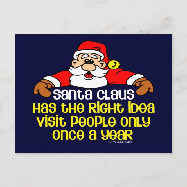 Funny Social Santa Holiday Postcard (Front)