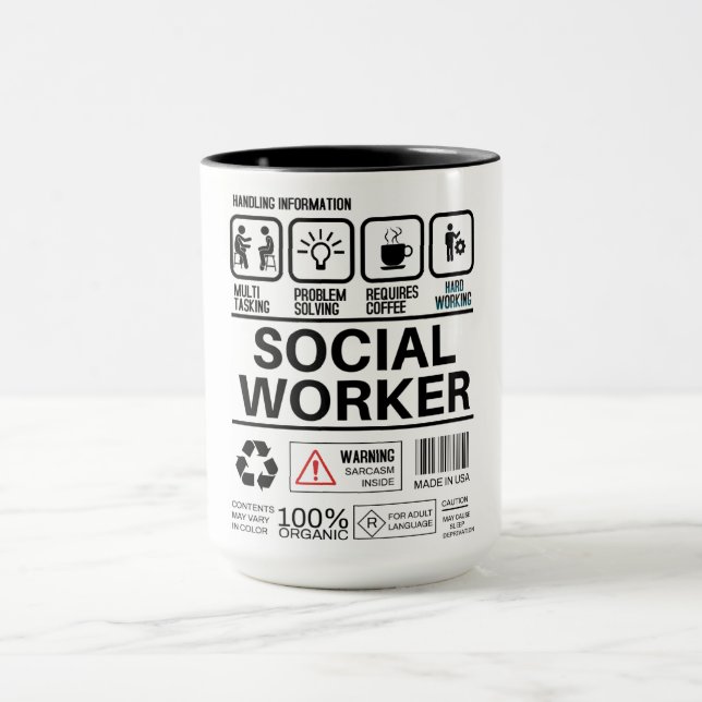 Funny Social Worker Handling Information Mug (Center)