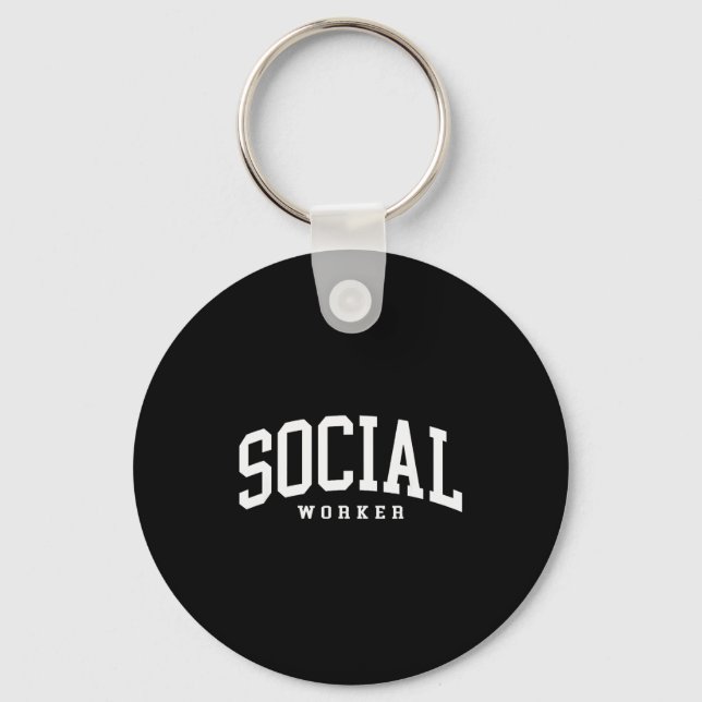 Funny social worker retro school social worker key ring (Front)
