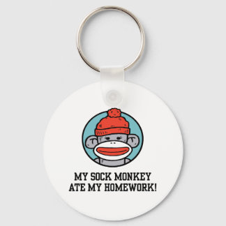 Funny Sock Monkey Key Ring