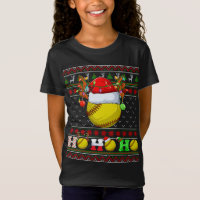 Funny Softball Ball Xmas Tree Lights Ugly Christma