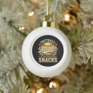 Funny Softball Brother Snacks Sports Ceramic Ball Christmas Ornament