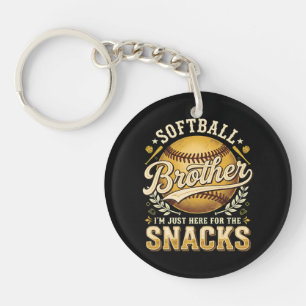 Funny Softball Brother Snacks Sports Key Ring