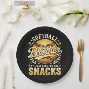 Funny Softball Brother Snacks Sports Paper Plate