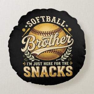 Funny Softball Brother Snacks Sports Round Cushion