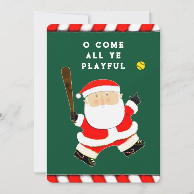 Funny Softball Christmas Holiday Card (Front)