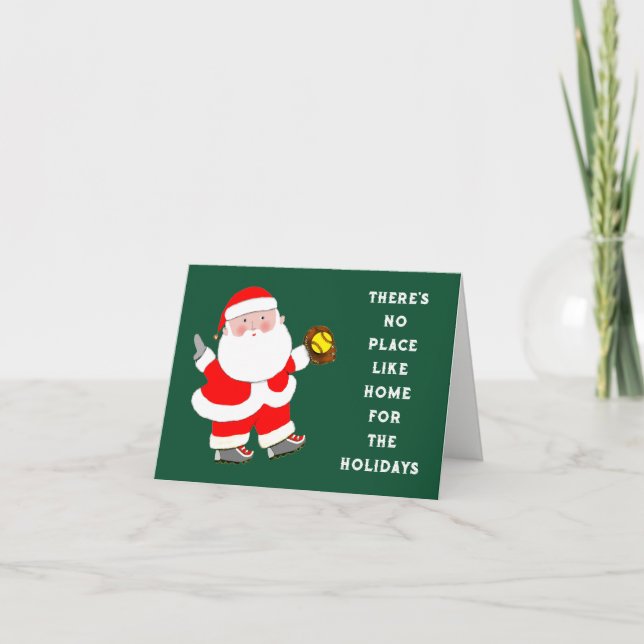 Funny Softball Holiday Christmas Cards (Front)