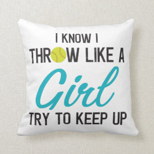 Funny Softball Pitcher Batter Catcher Girls Cushion